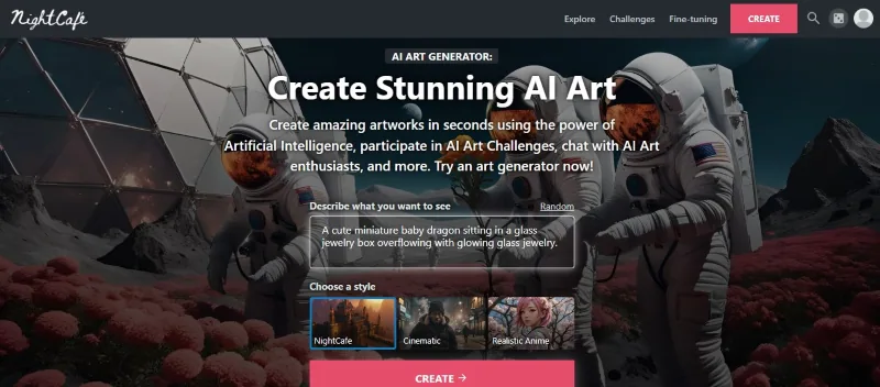 nightcafe ai art generator online