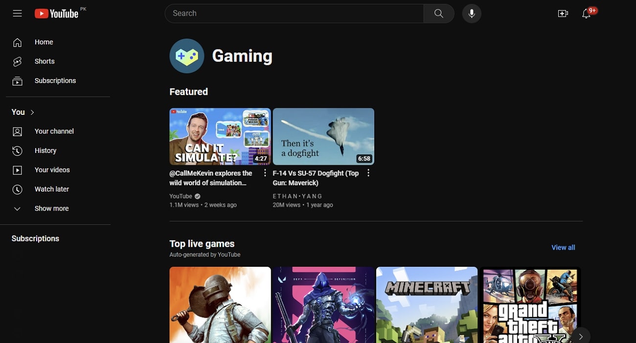 youtube gaming streaming live