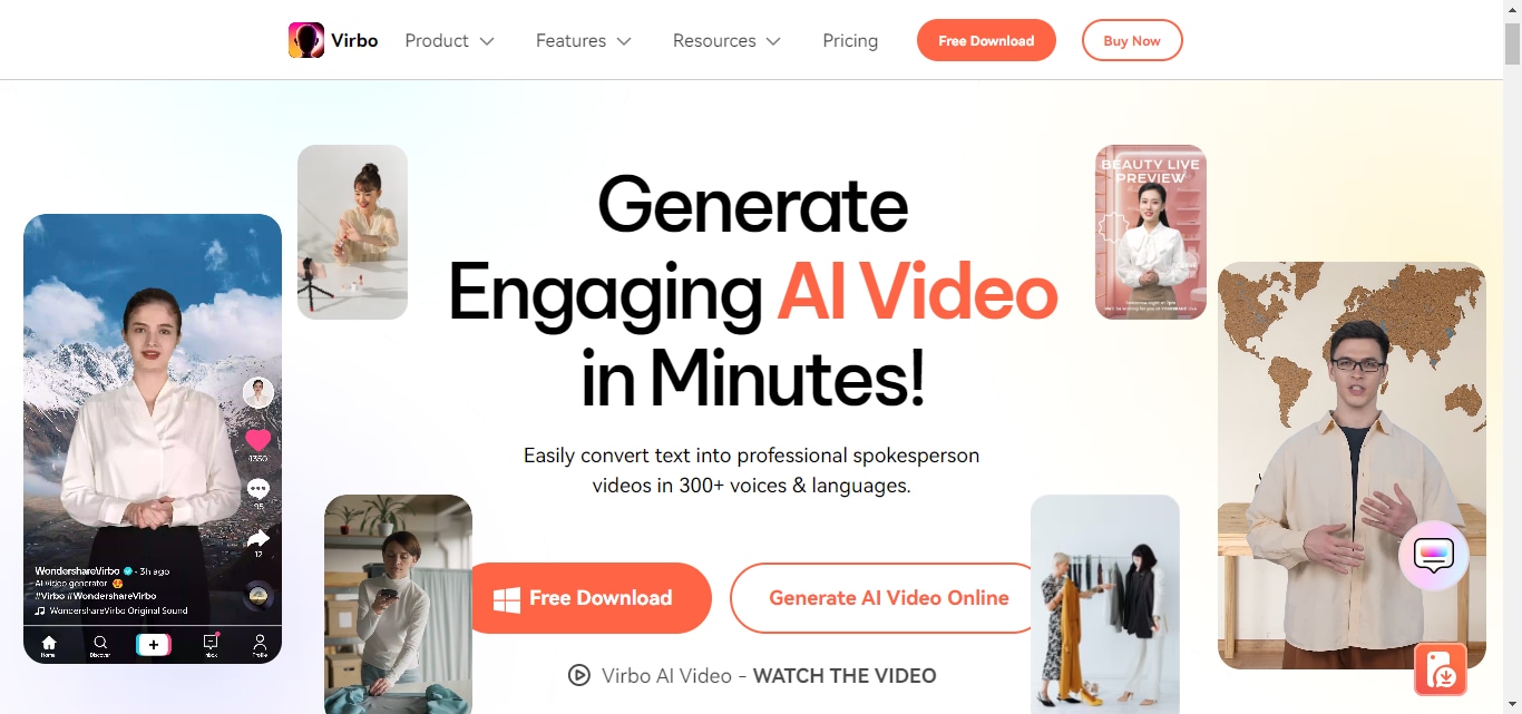 Select the generate ai video online option.