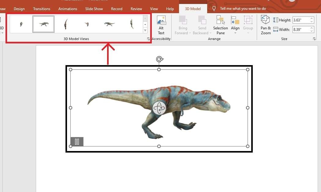 choose a preset view of 3d models in powerpoint