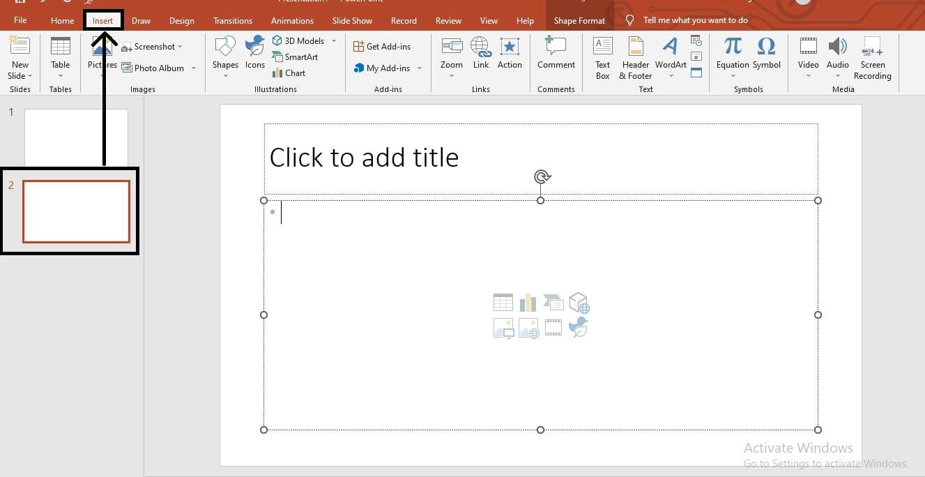 click insert to add a 3d model to powerpoint 