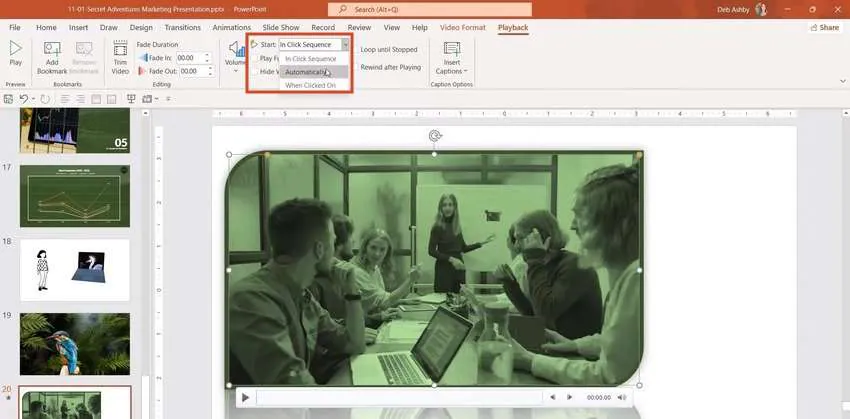 make another ppt video play automatically