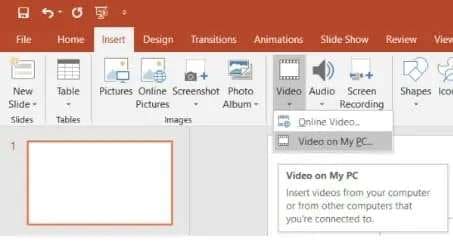 inserting video into powerpoint saved files