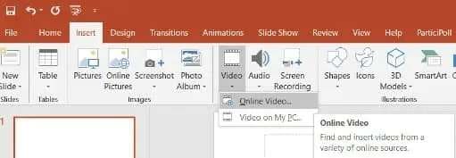inserting an online video into PowerPoint