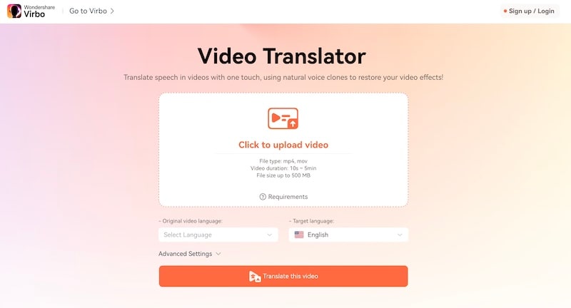 translate video online with virbo