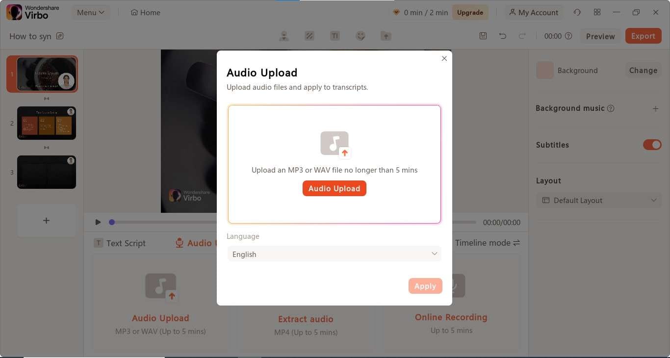 upload audio 