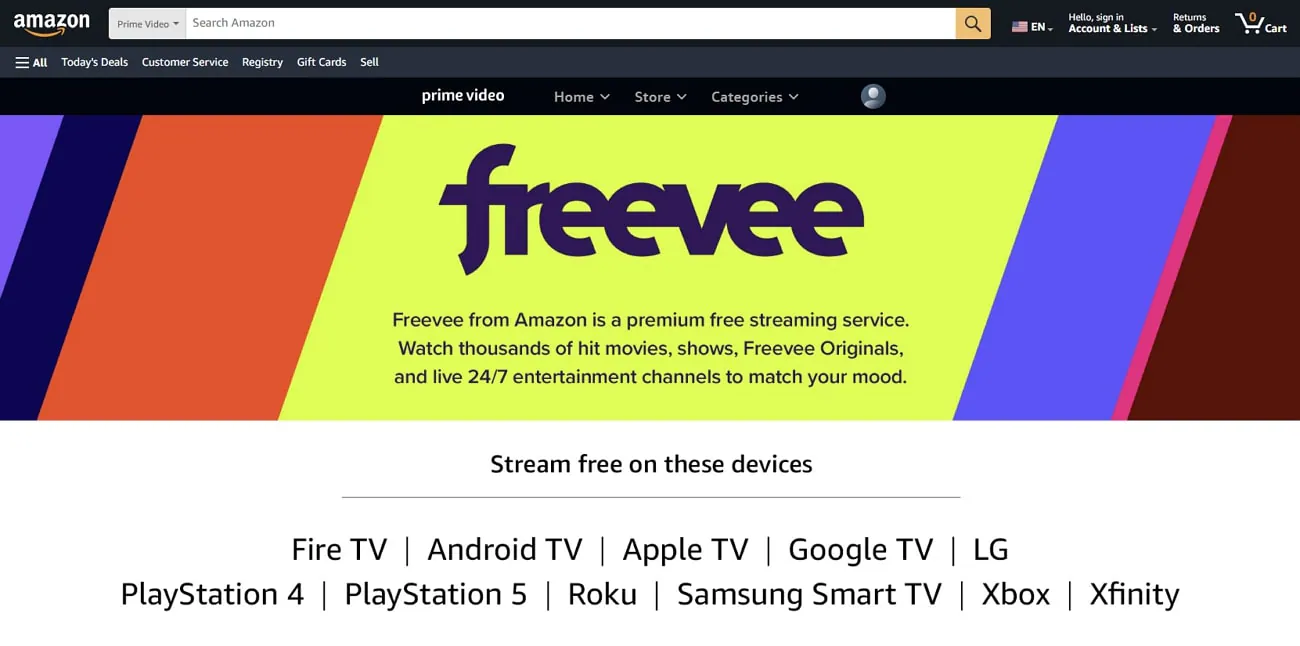 amazon freeware tv streaming service