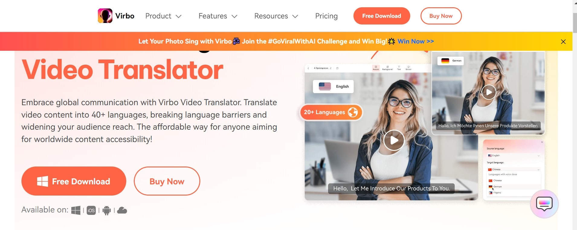 translate Greek to English with Virbo