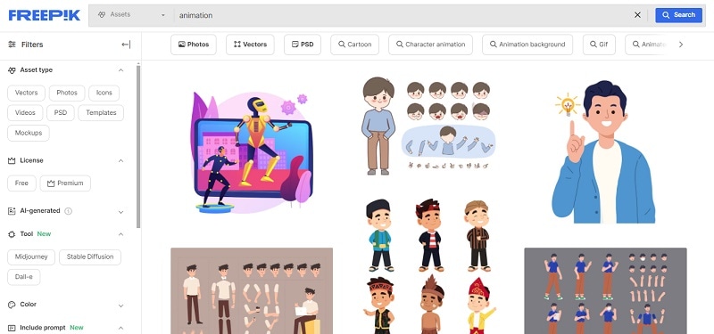 using freepik to get animated picture