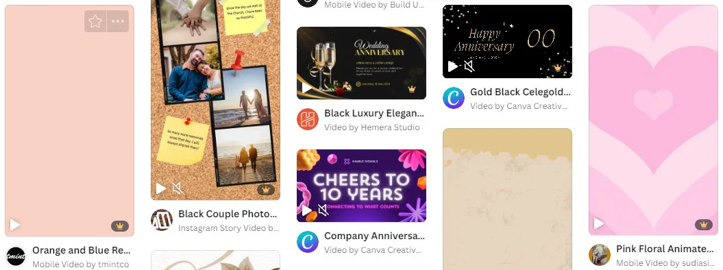 canva anniversary video templates