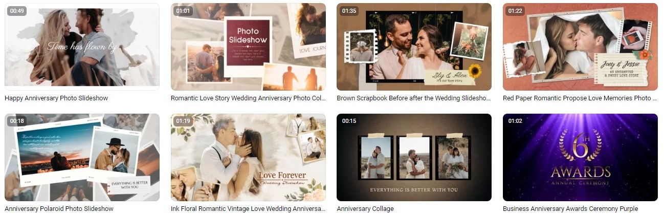 flexclip wedding anniversary video templates