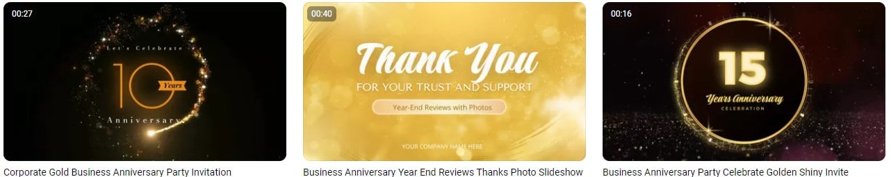 flexclip business anniversary party video templates