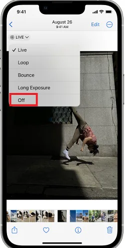 turning off the live photo feature