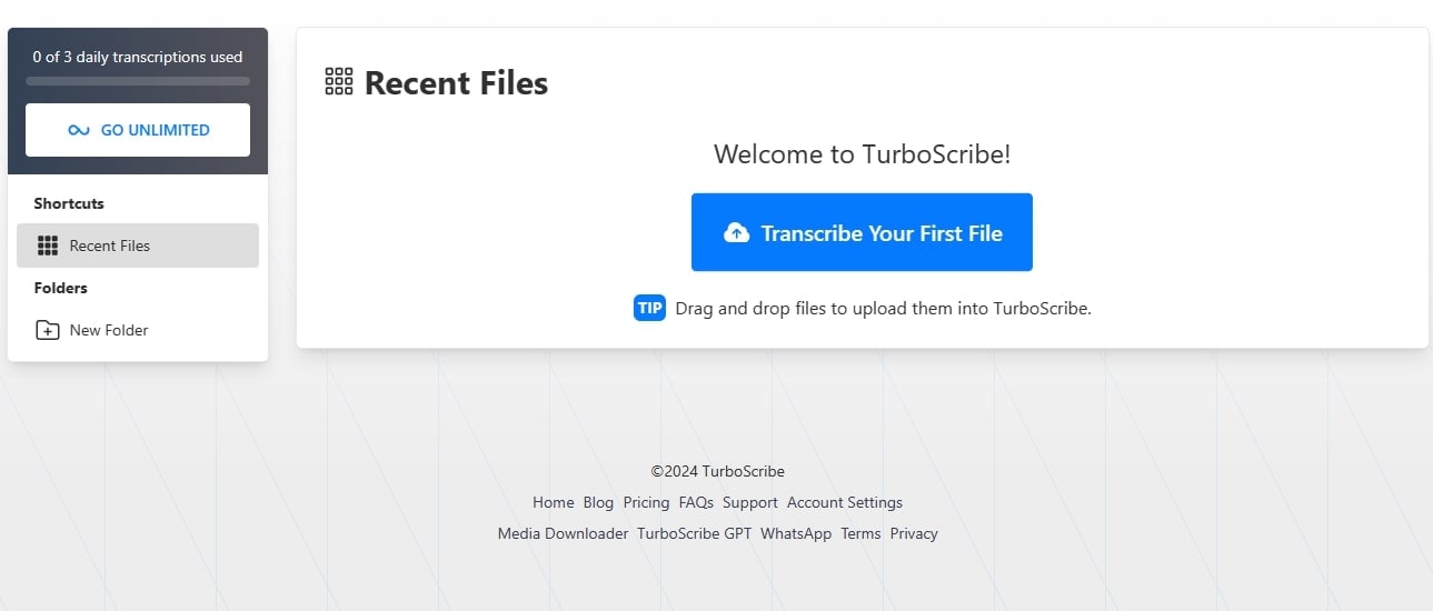 select transcribe your files first