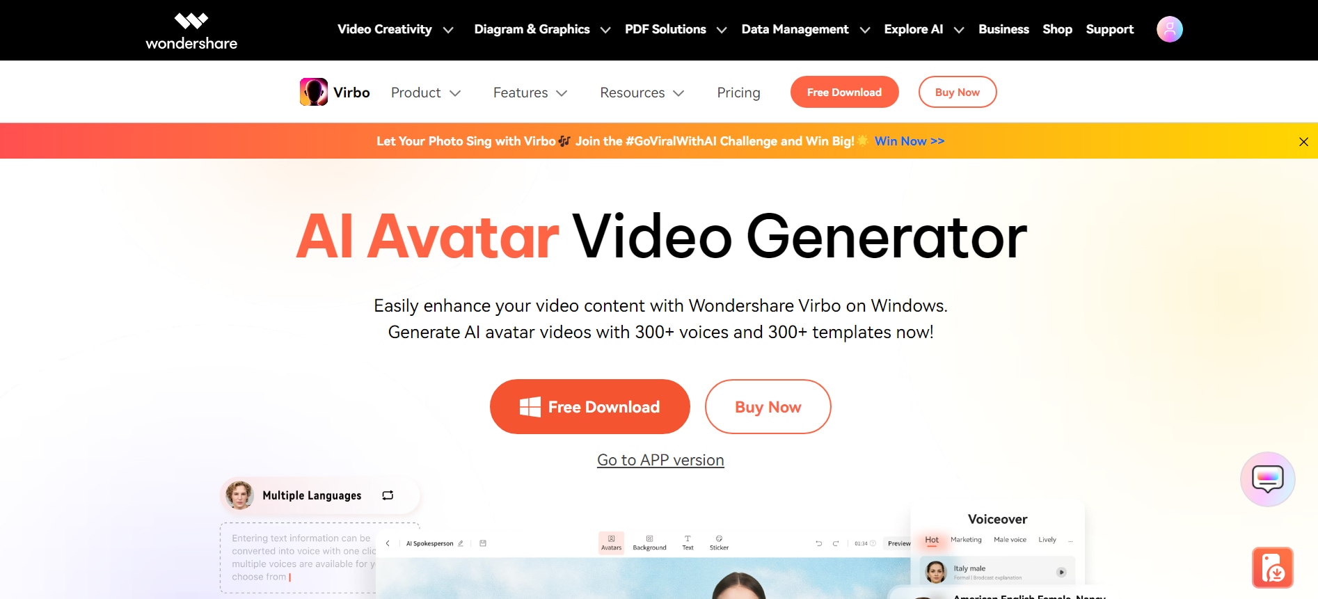 wondershare virbo for desktop download screen.