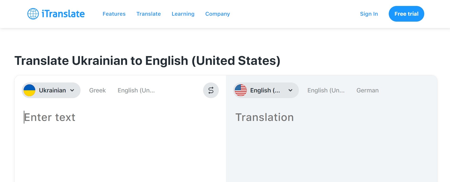 iTranslate for online translation