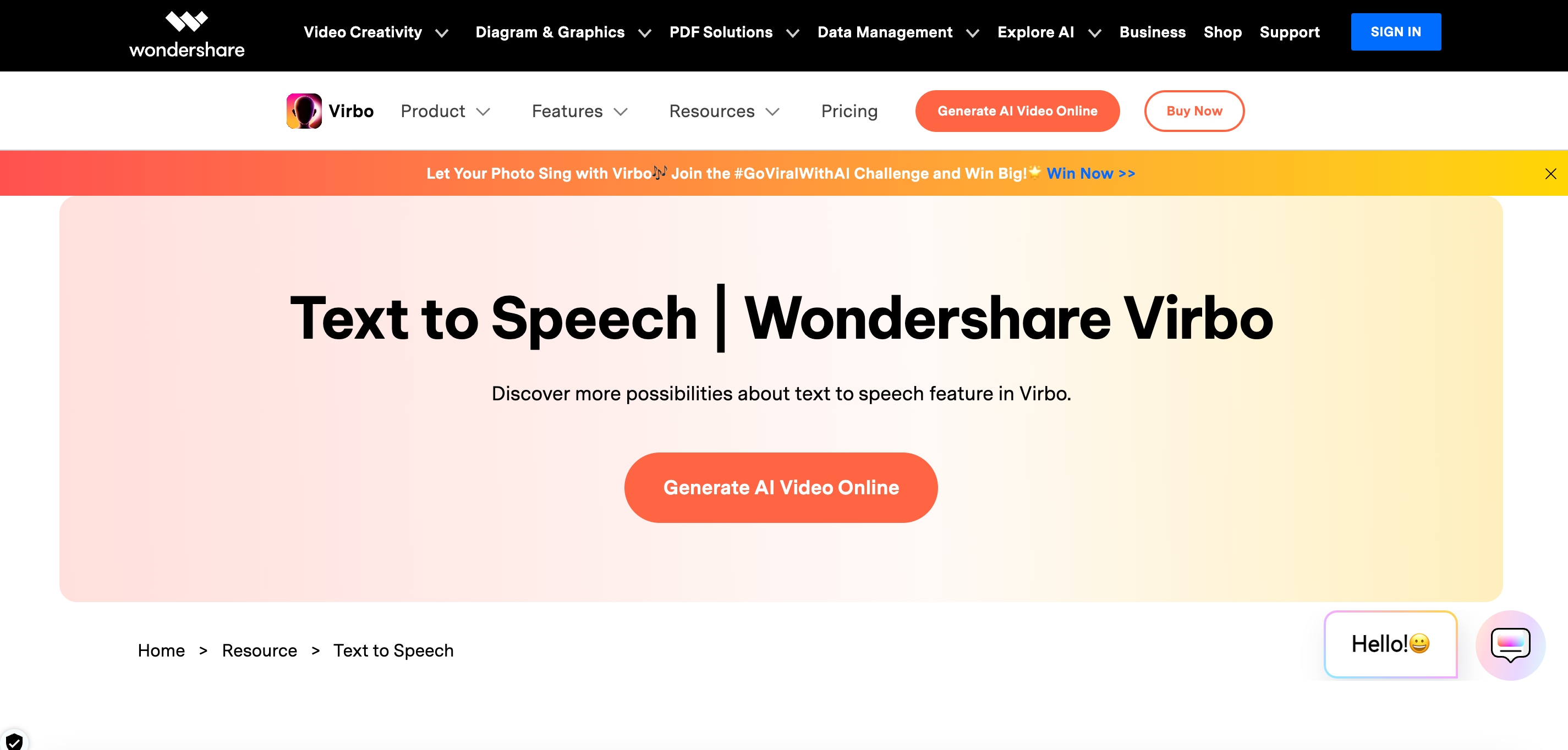 wondershare virbo for text to speech 