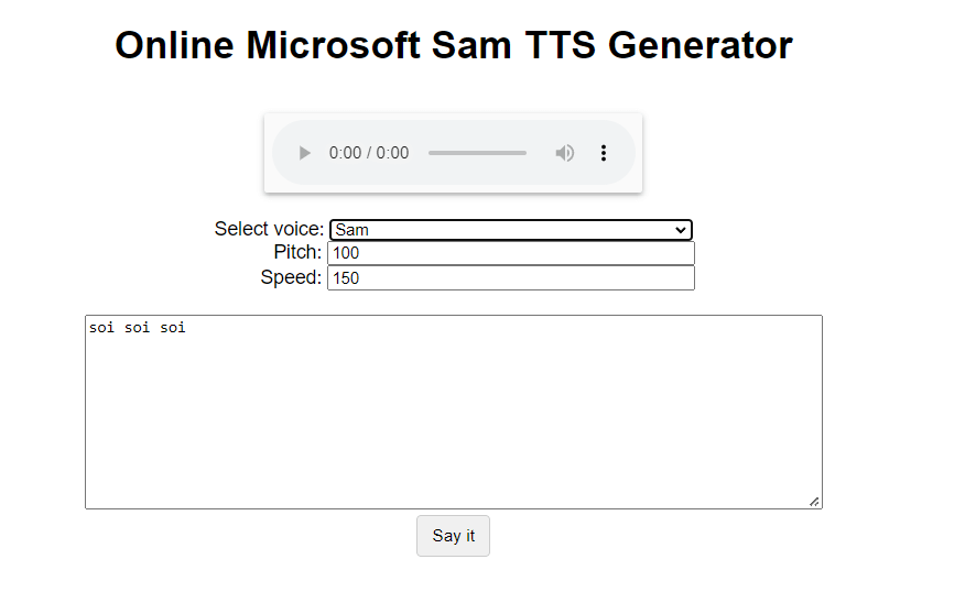 SAM text to speech interface 