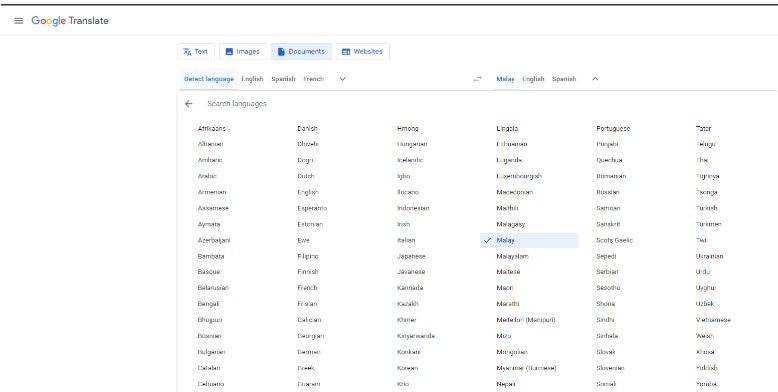 google translate's language preferences