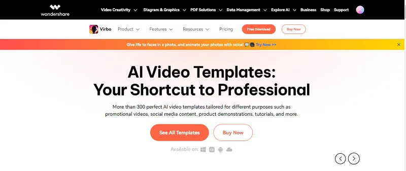 wondershare virbo video promo templates