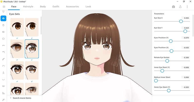 main screen for customizing your avatar in vroid studio