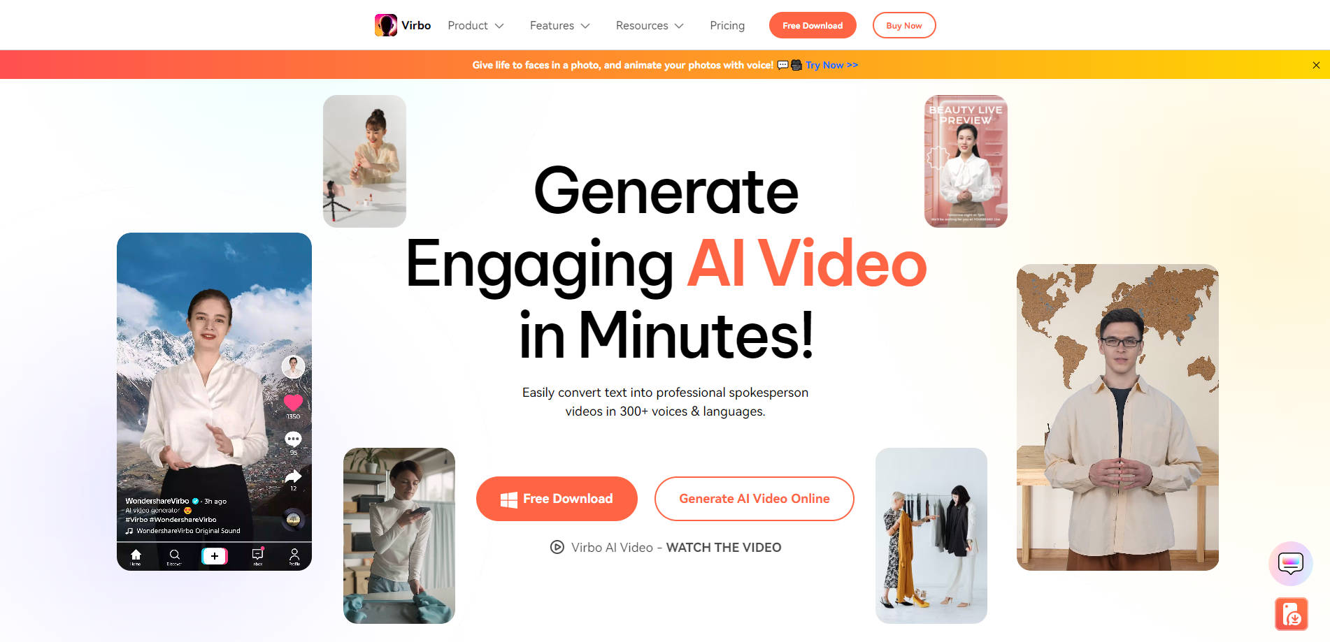 virbo’s ai video template feature
