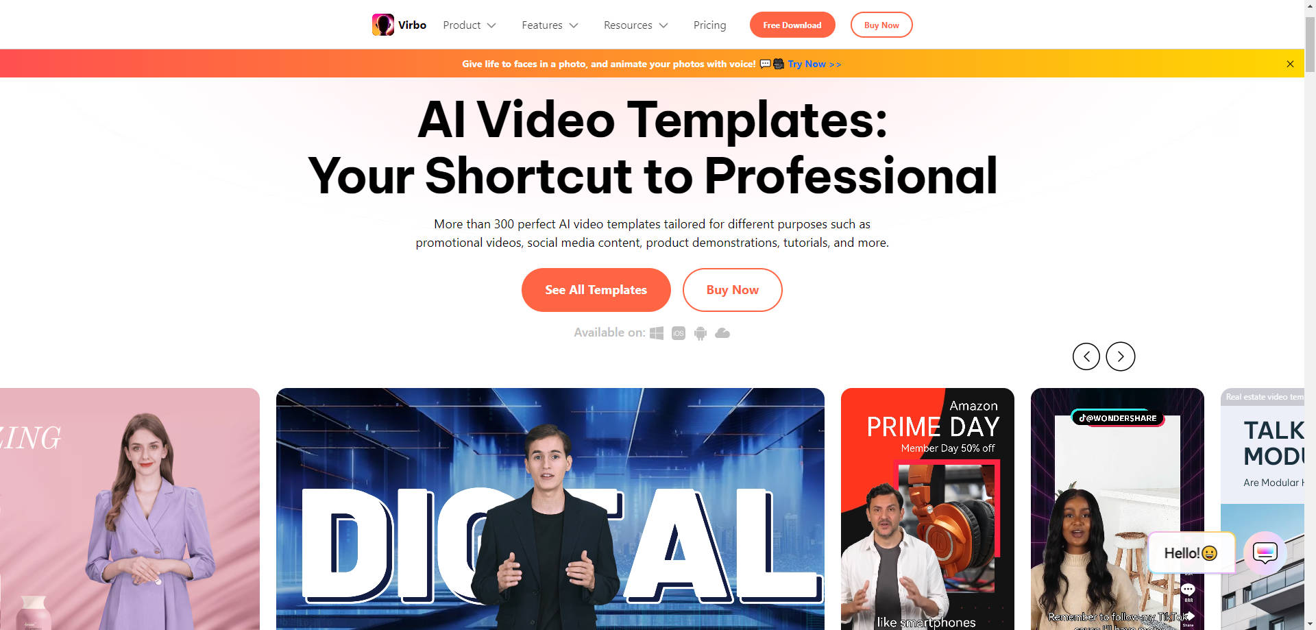 virbo’s ai video templates