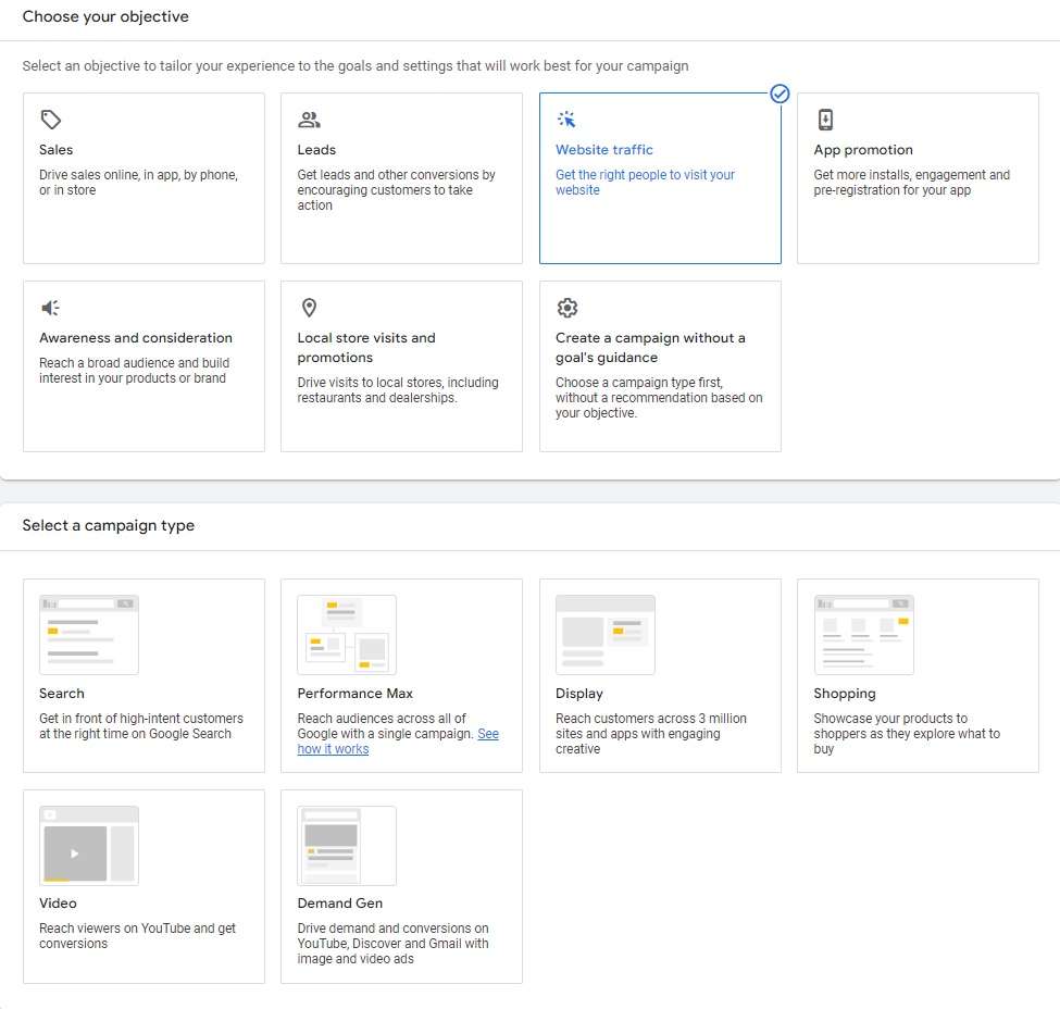 choose your campaign’s objectives and type