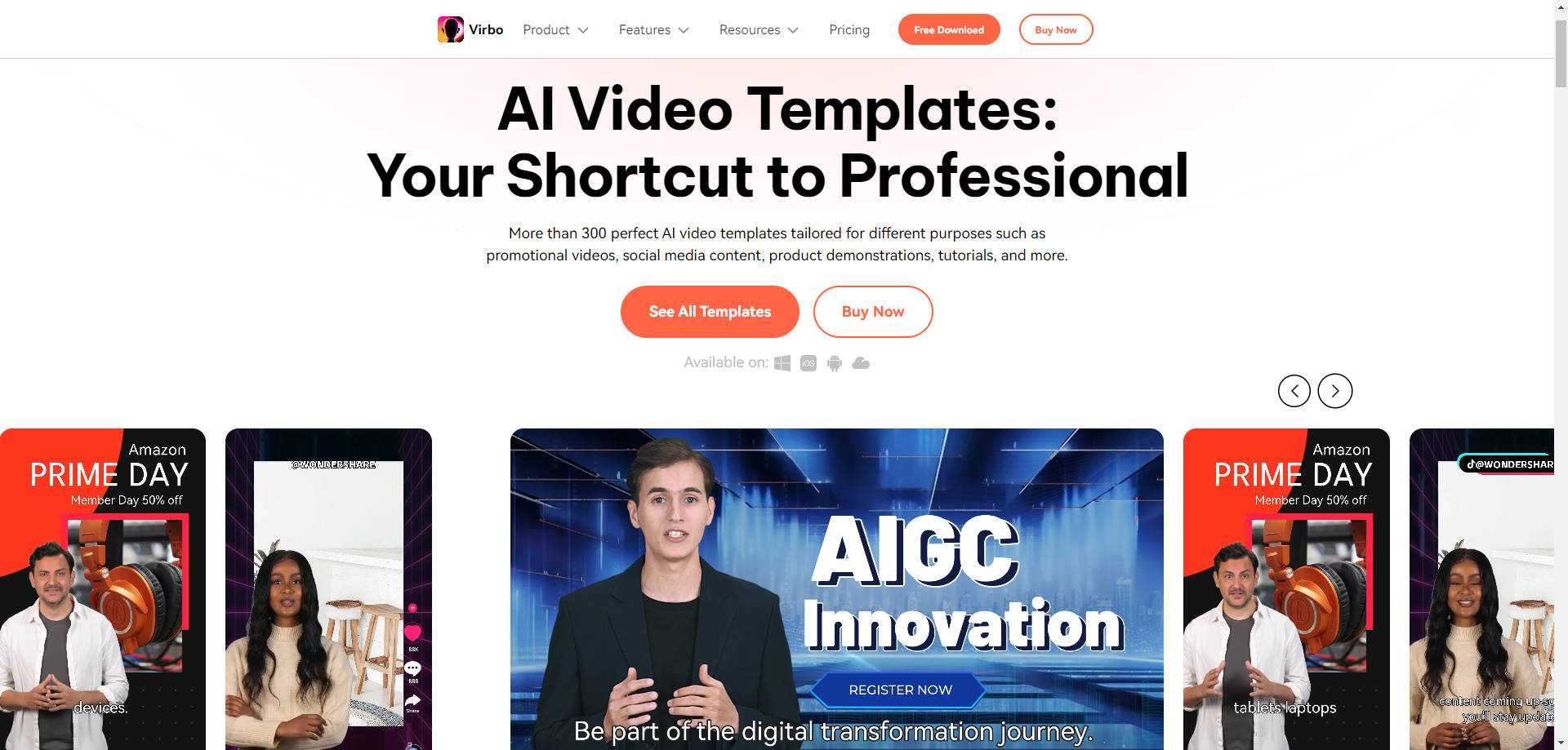 wondershare virbo ai video templates