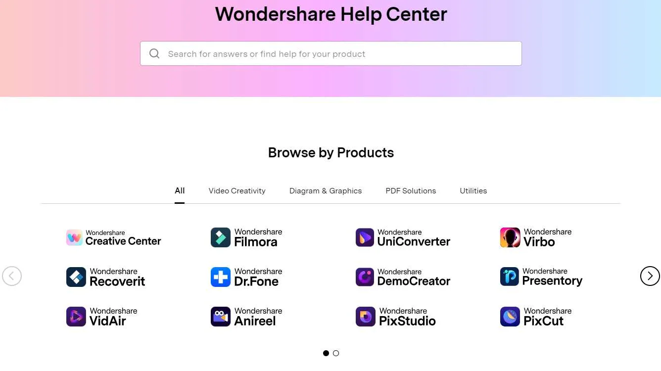 wondershare faq page example 