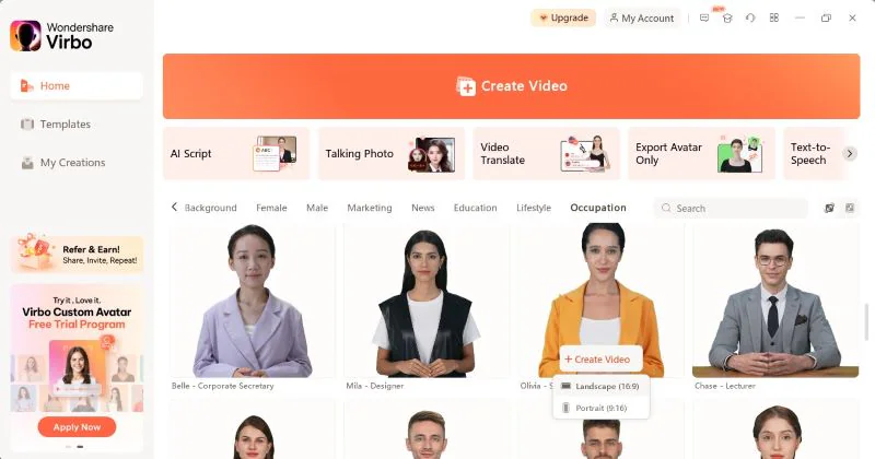 wondershare virbo ai avatars