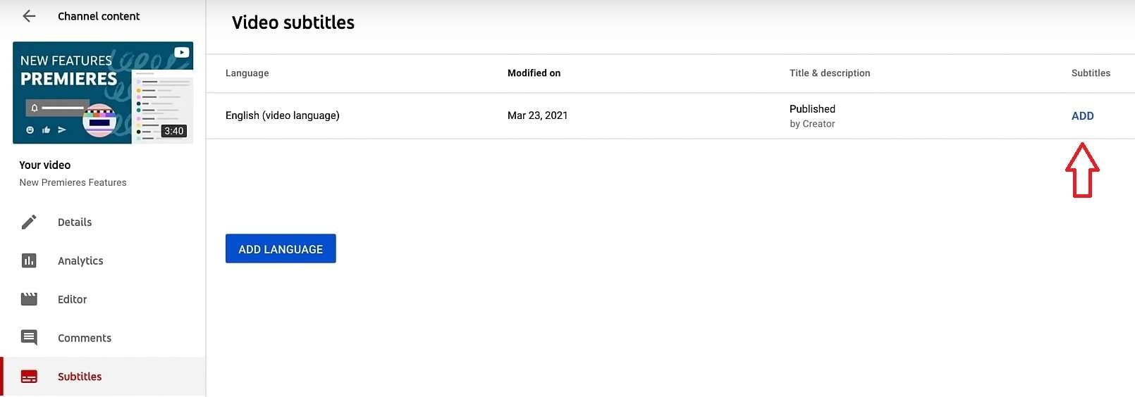 add subtitles to a published video