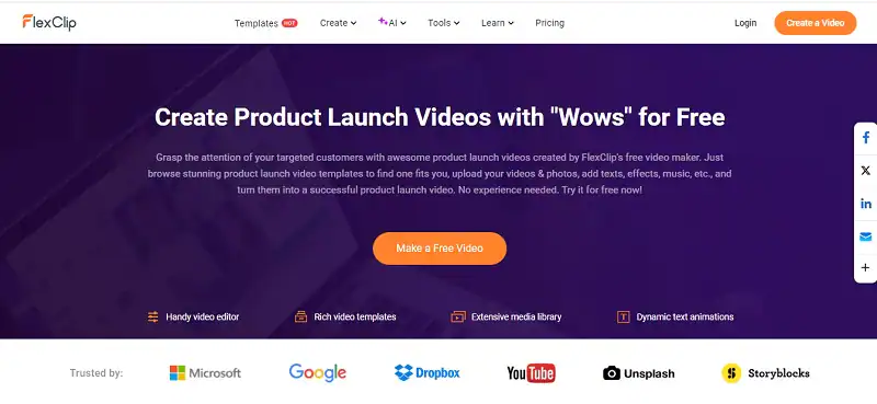 flexclip product launch video template