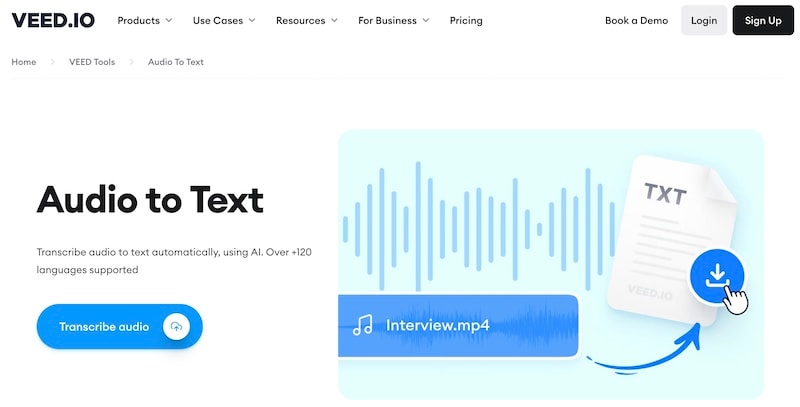veed io audio to text