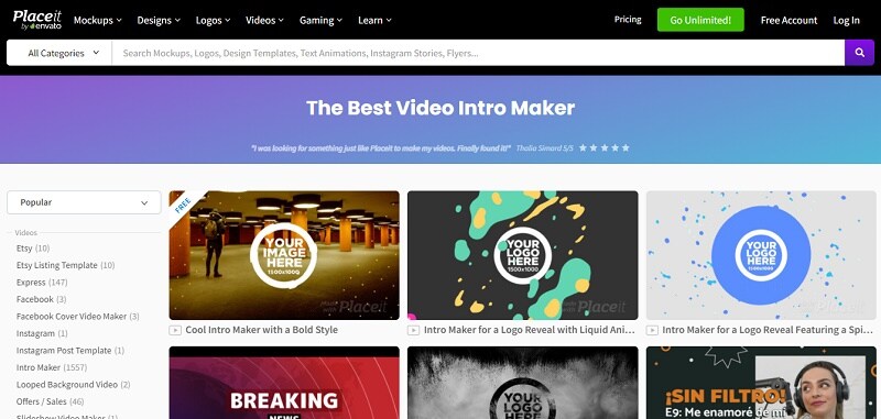 placeit video intro templates