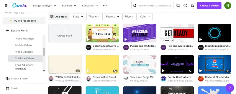 canva app youtube intro maker