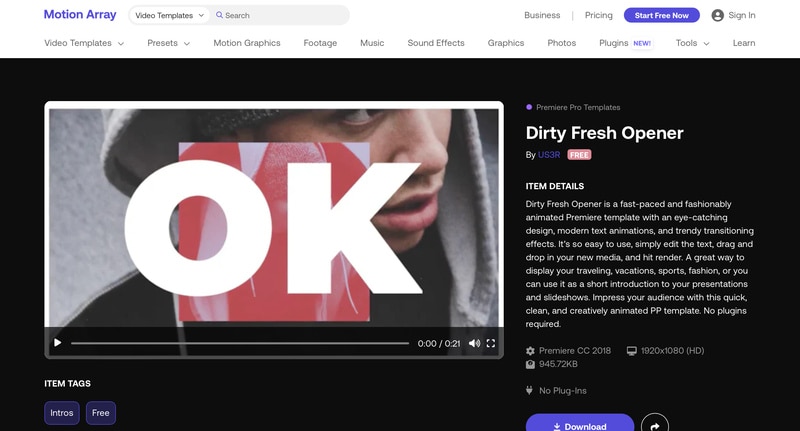 dirty fresh opener free youtube intro video template