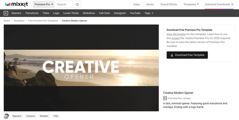 creative modern opener free youtube intro video template