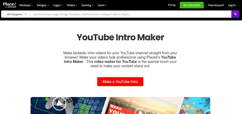 placeit youtube intro template