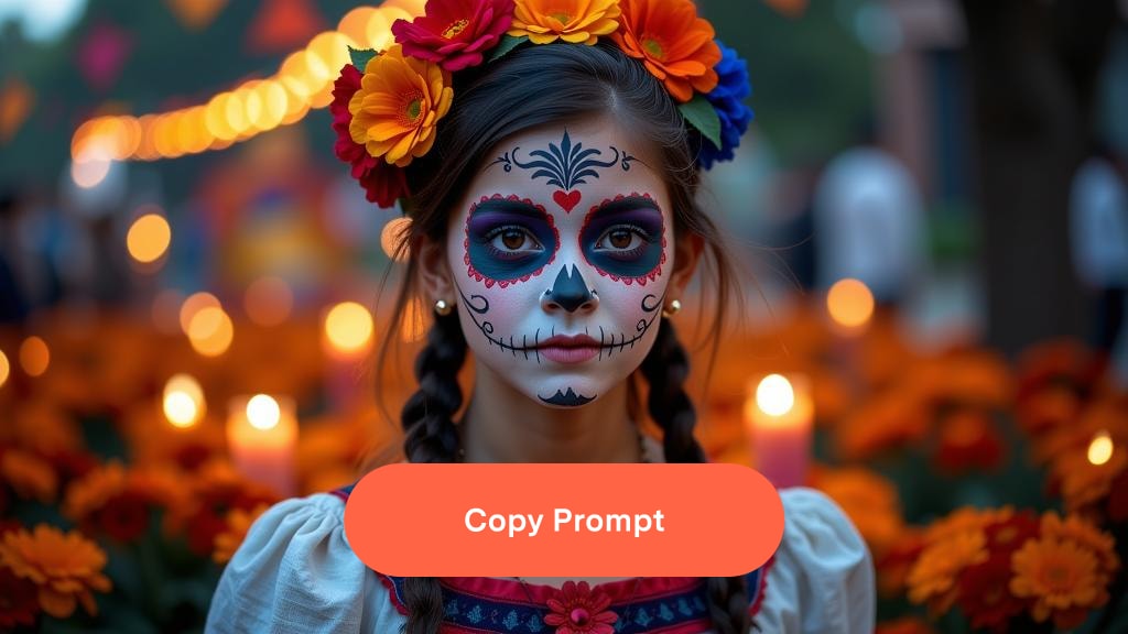 AI generated mexican girl with a skull face paint