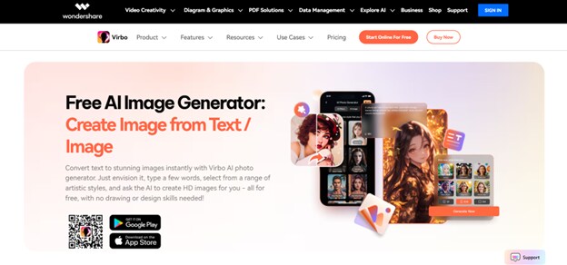 Virbo's-AI-Photo-Generation-Homepage