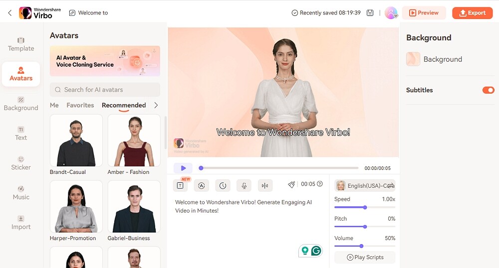 virbo ai avatars for explainer video production