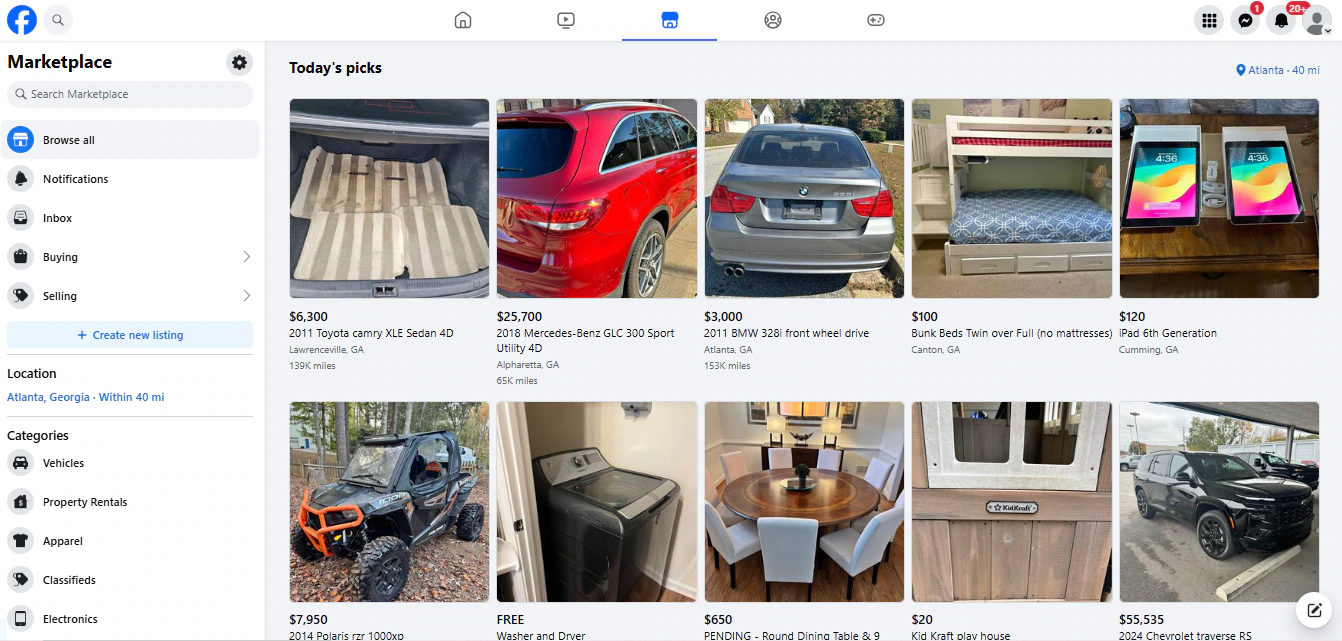 facebook marketplace listing