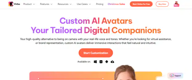 Virbo-Avatar-Customization-web-homepage