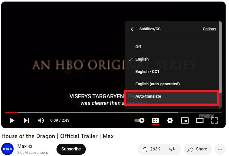youtube auto translate - step 4