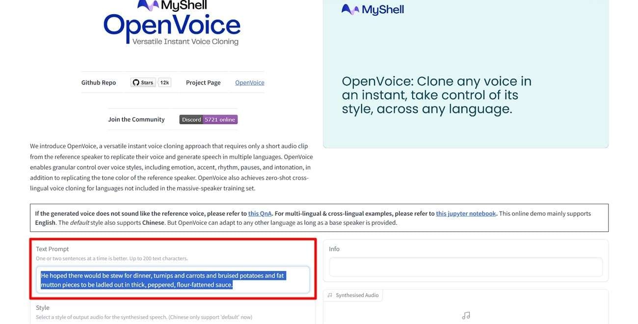 type text prompt in openvoice