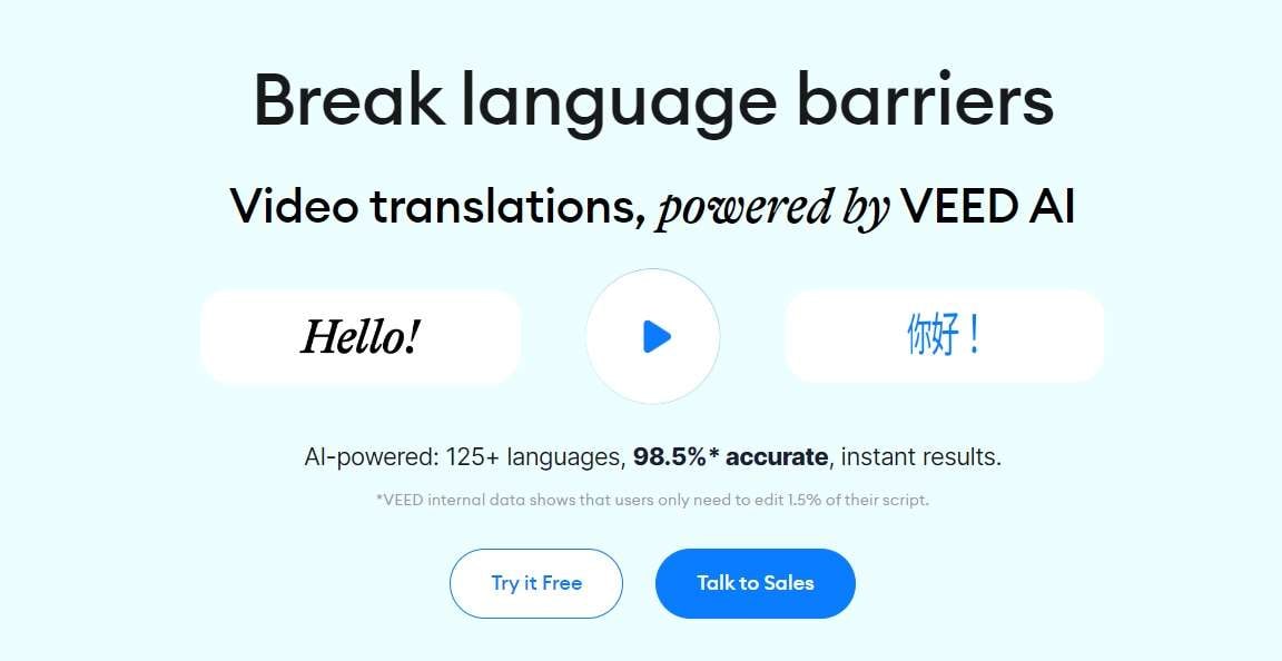 veed io video language changer