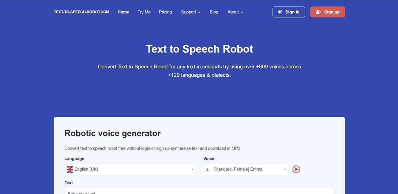 text to speech robot voice generator