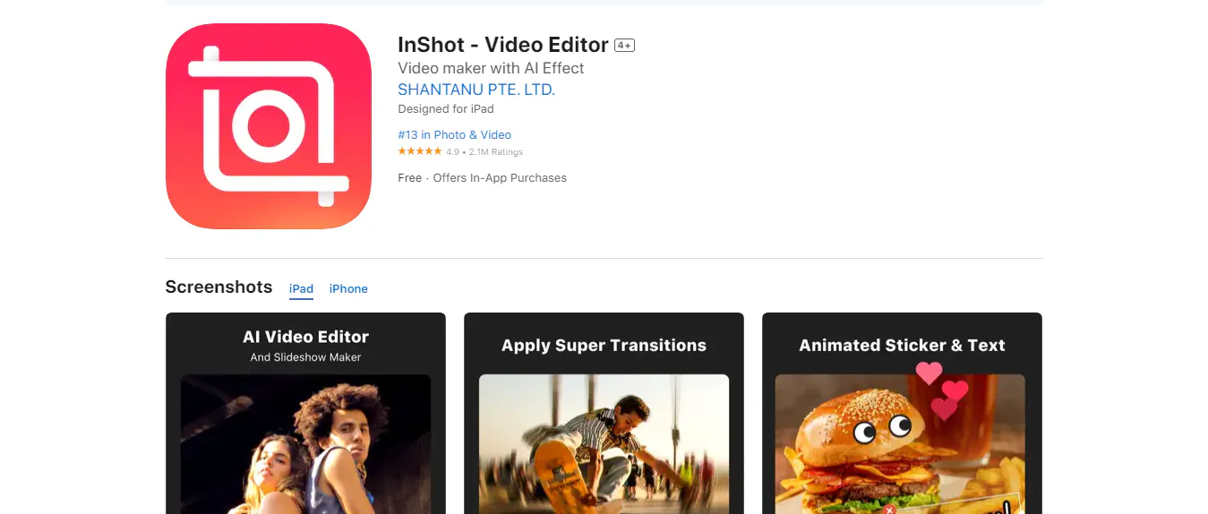 inshot video montage app iphone