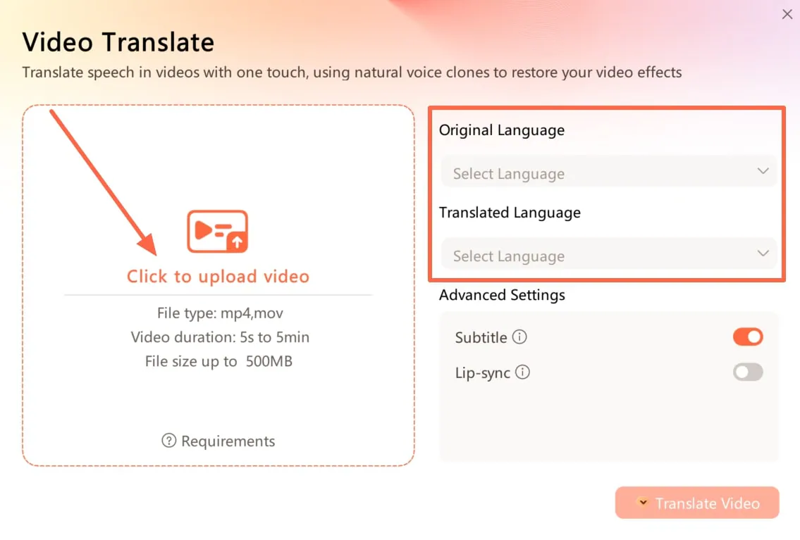 add video and define language